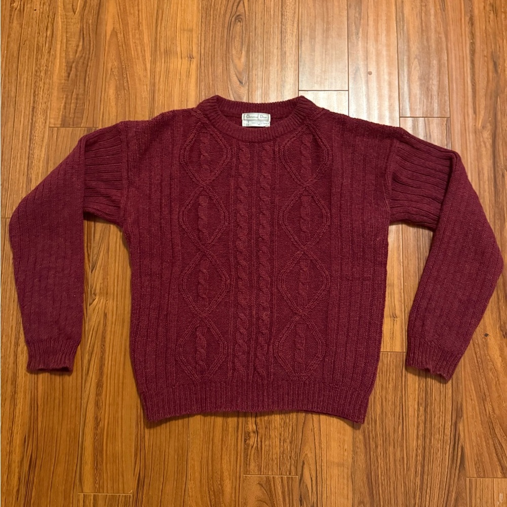 Vintage Christian Dior XL Burgundy Wool Sweater